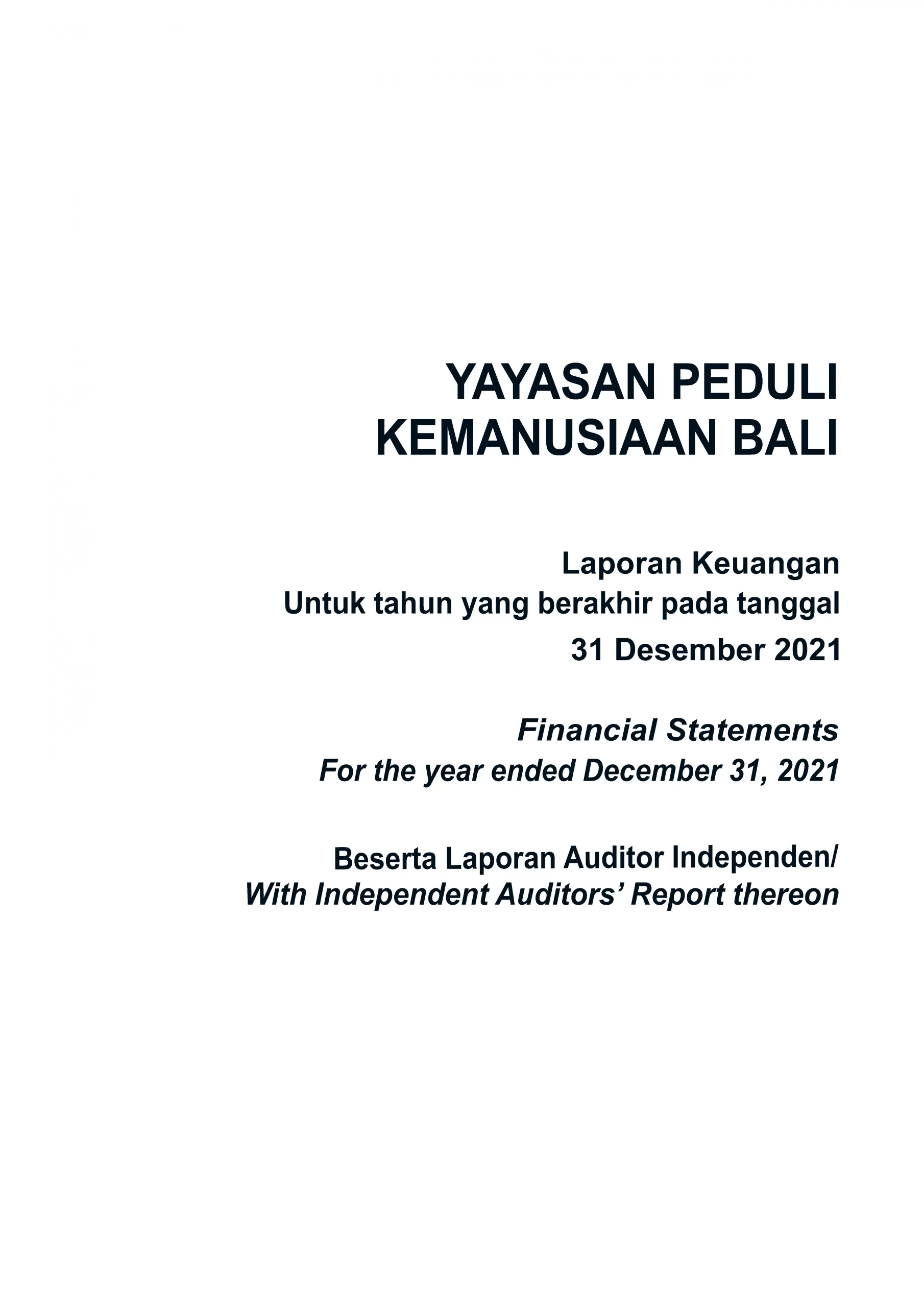 YPK Bali Auditor Report 2021